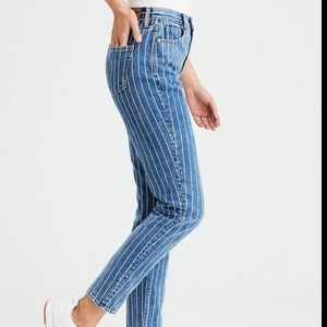 american eagle striped mom jeans